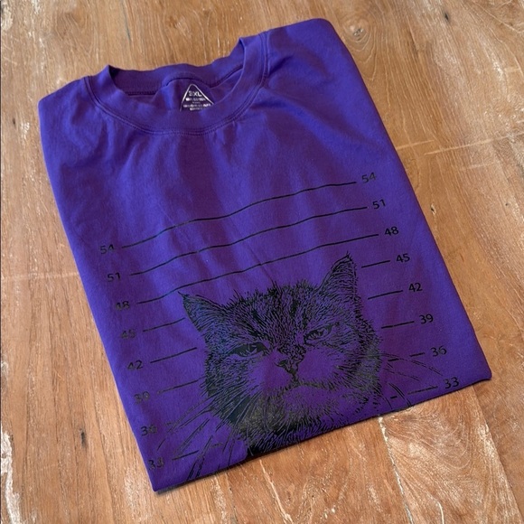 Japanese Cat Mugshot, Purple Graphic T-Shirt, 3XL, NWOT - Picture 3 of 5